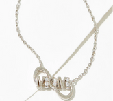 Diamonique Sterling Silver Clear Cubic Zirconia "Mom" Infinity Love Necklace 18"